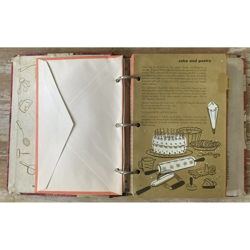 Vintage kitchen cooking storage loose leaf notebook  My Recipie Book 1950s 1960s